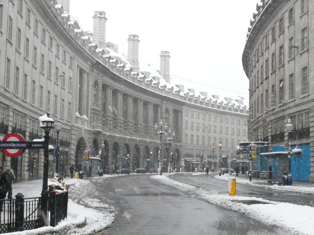 Snow in London Regent Street