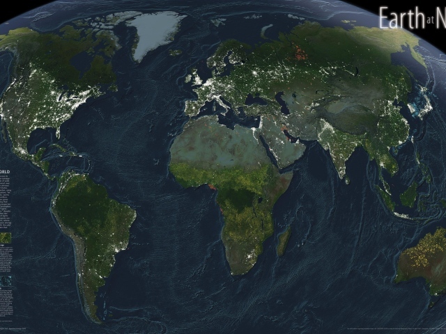 Карта Земной поверхности ночью
