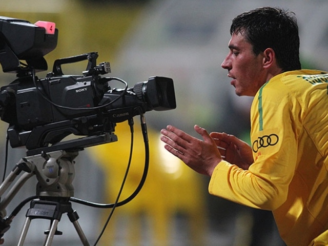 Sergei Davydov striker Aktobe and camera