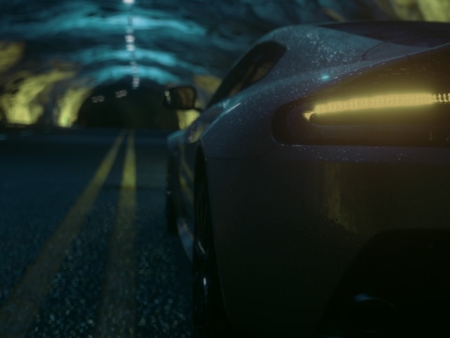 Aston Martin car in the tunnel