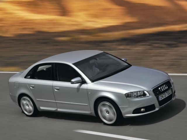 The silver Audi on the road