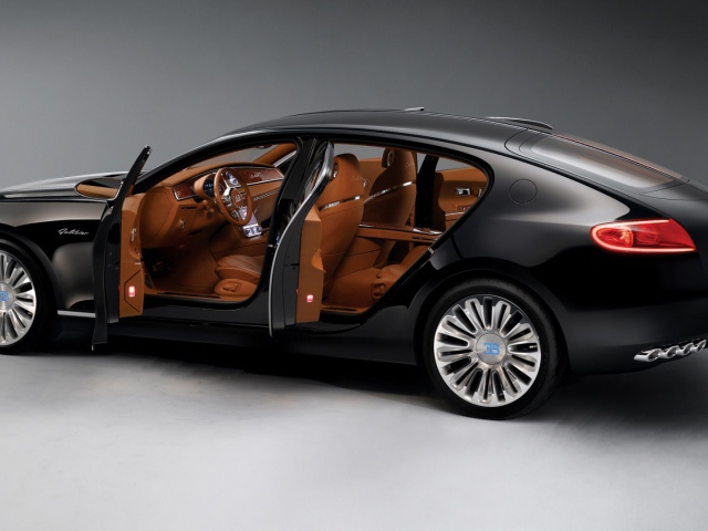 Black Car Bugatti 16c Galibier With A Brown Interior