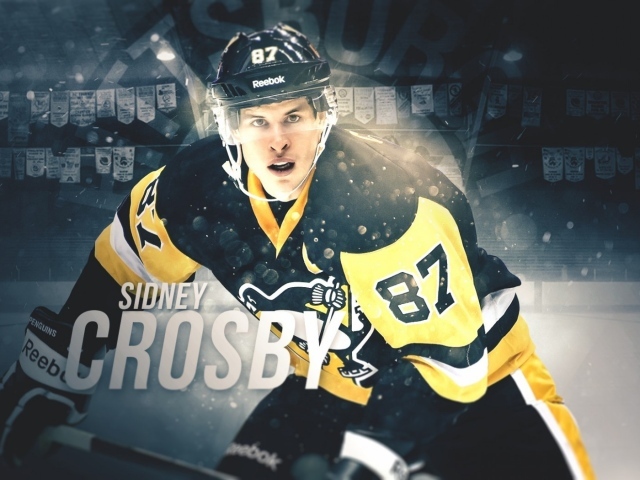 Канадский хоккеист Сидни Кросби на льду 