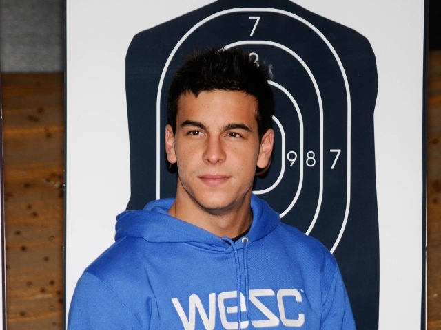 Popular actor Mario Casas on the background of the target