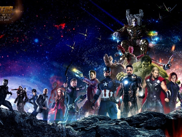 A poster with the protagonists of the movie The Avengers: The War of Infinity