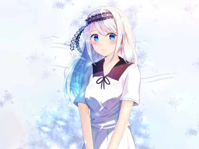 Anime girl Miyuki Shirogane Kaguya-sama in white dress