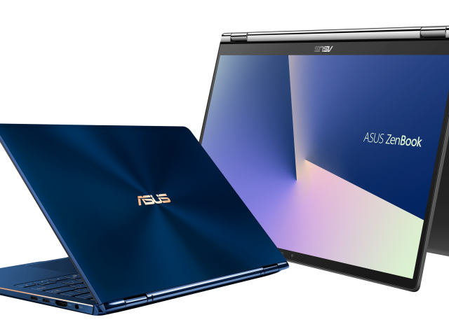 Тонкие ноутбуки Asus ZenBook на белом фоне