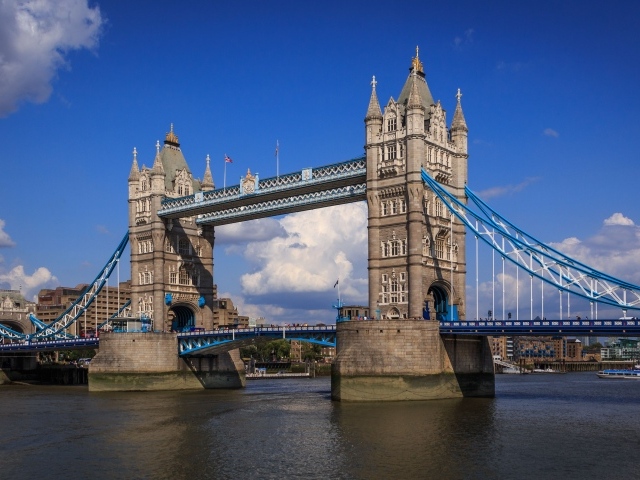 Beautiful Tower Bridge under the blue sky, London. Great Britain