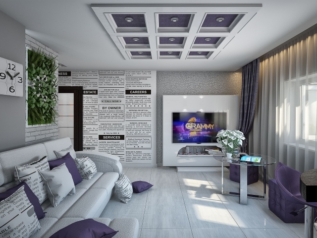 Гостиная комната в стиле хай тек