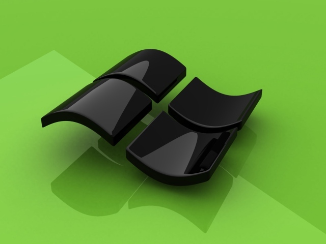 Black Windows icon on a green background