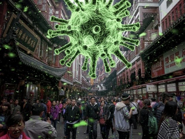 Вирус коронавируса навис над городом, Китай