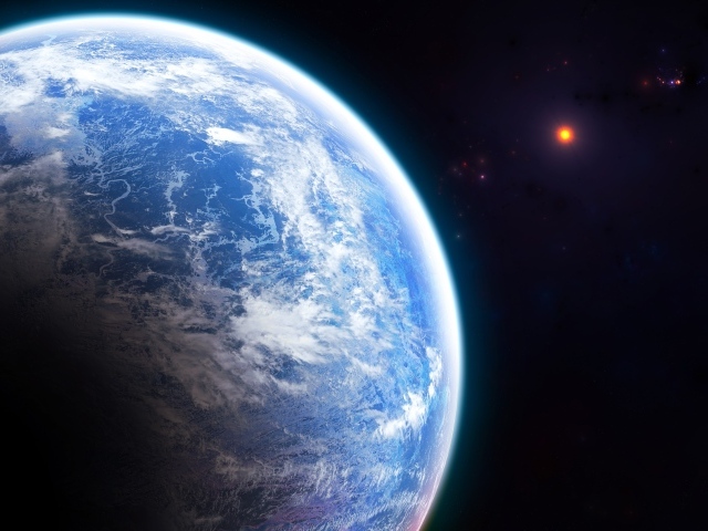 Вид на огромную голубую планету Земля из космоса 