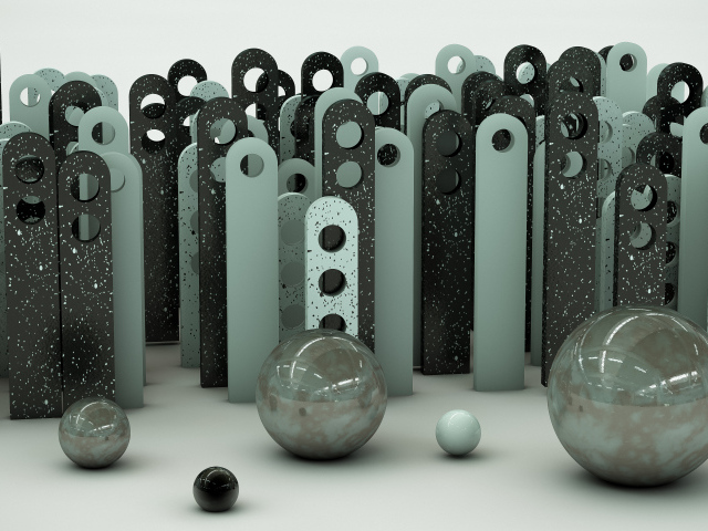 Шары 3д и железные планки 