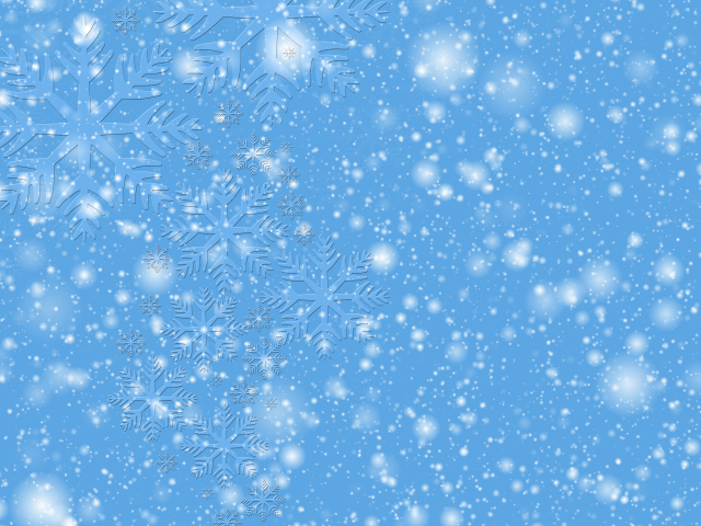Blue background with white dots and snowflakes