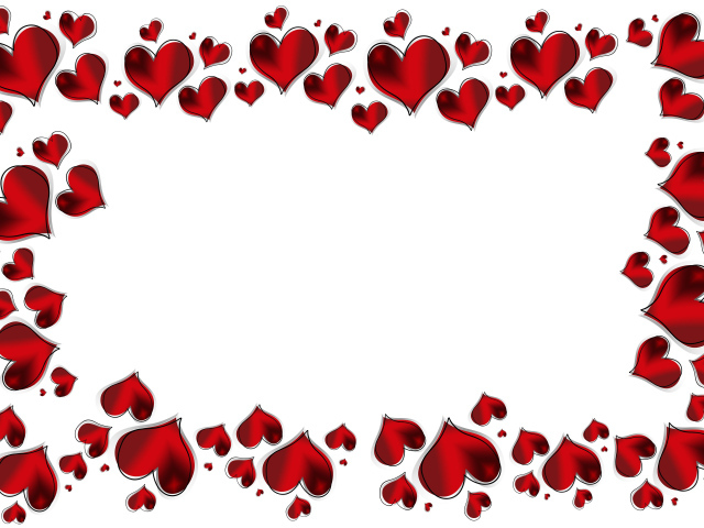 Many red hearts on a white background