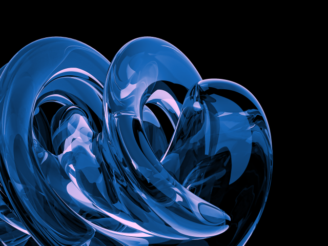 Голубая прозрачная спираль на черном фоне 