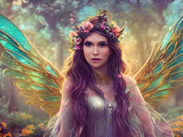 Фантастическая девушка фея с крыльями