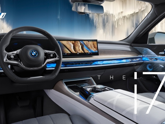 The interior of the new BMW I7 electric car