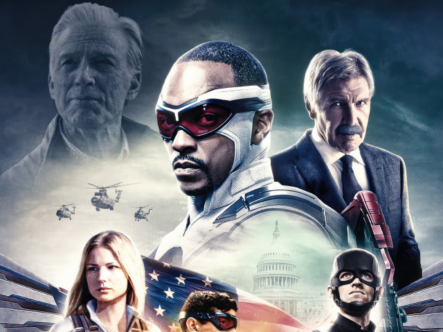 Постер с главными героями фильма Капитан Америка: Дивный новый мир