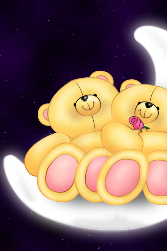 Мишки на луне День Святого Валентина