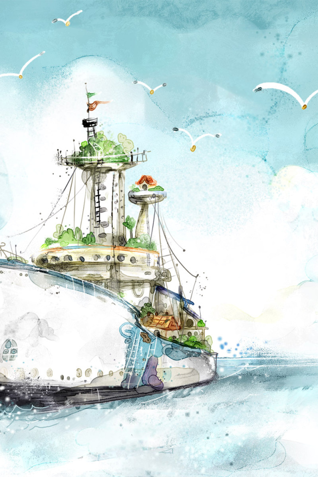 Корабль в море