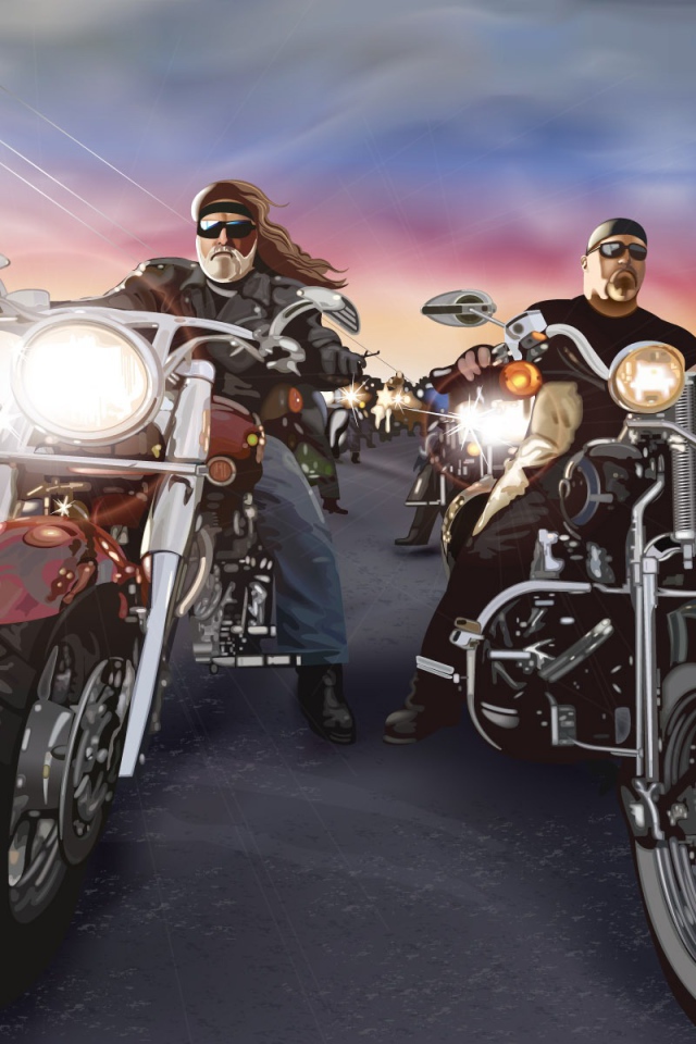 Байкеры на мотоциклах