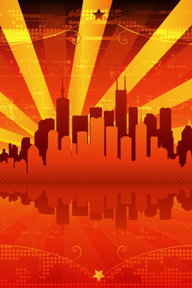 Красный векторный город