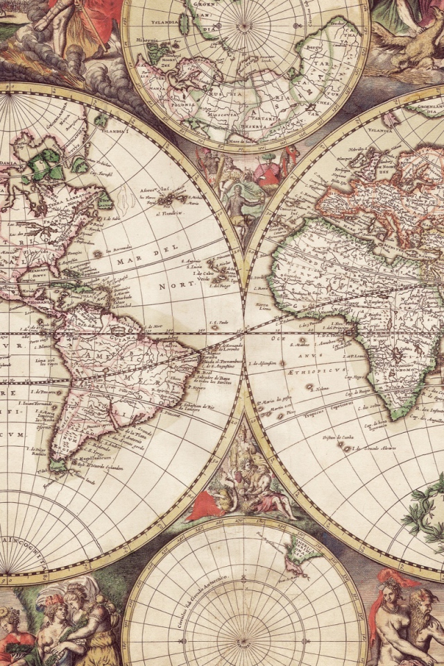 Карта Мира с гравюрами