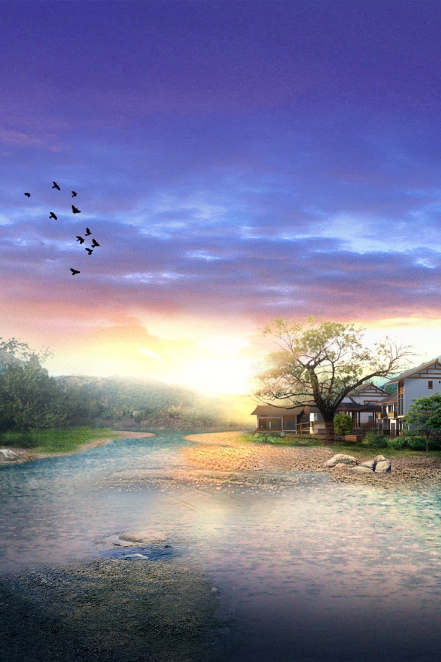 Домики у реки