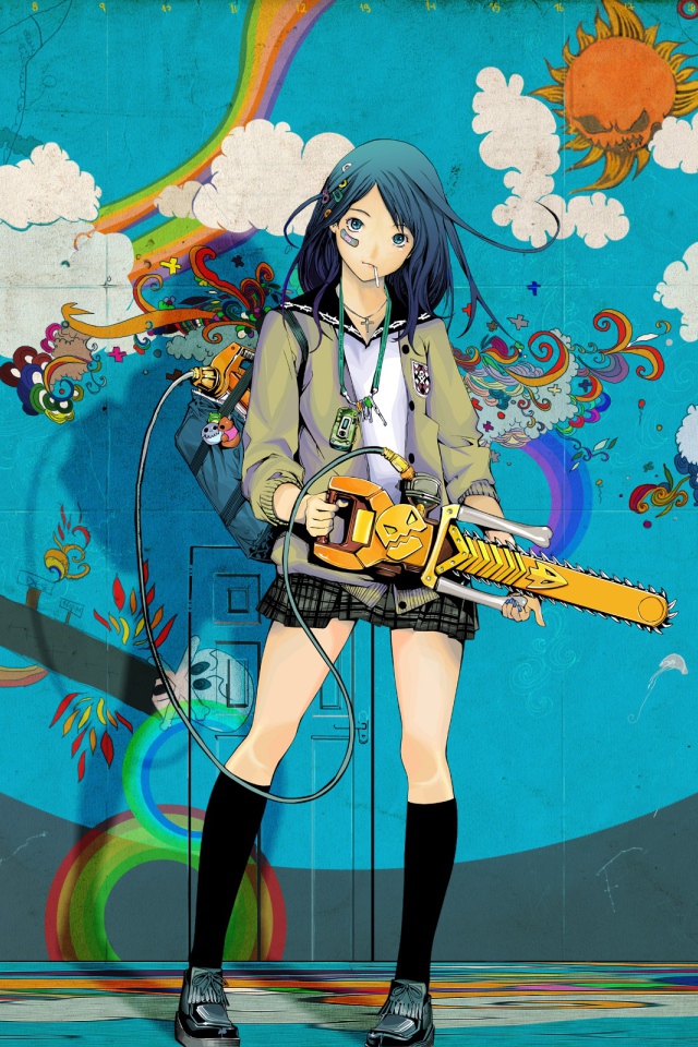 Школьница с бензопилой