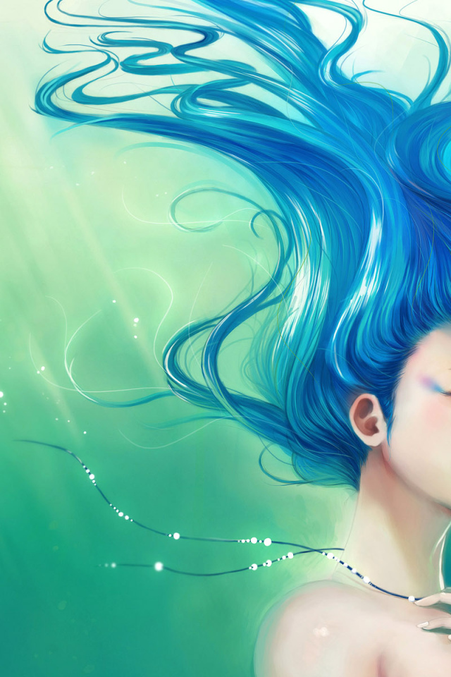 Девушка с синими волосами