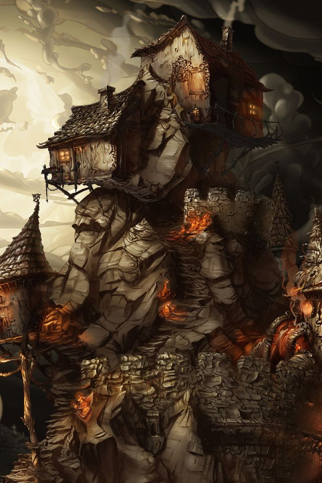 Домики на вершине скалы