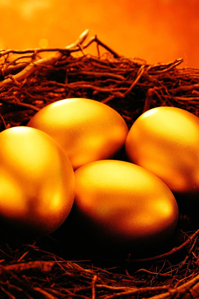 Hen laying the golden eggs