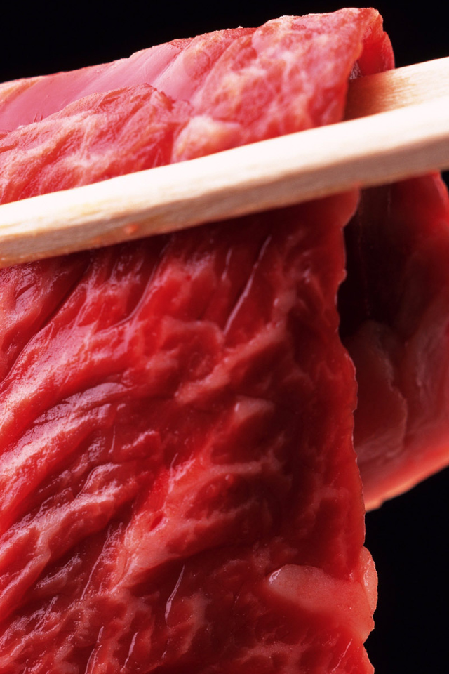 Кусочек мяса на палочках