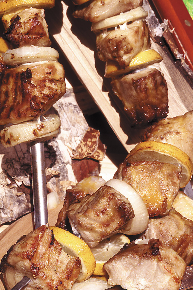 Шашлык с лимоном и луком