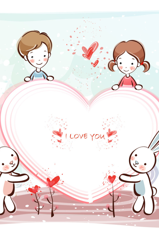 Дети и зайчики День Св. Валентина