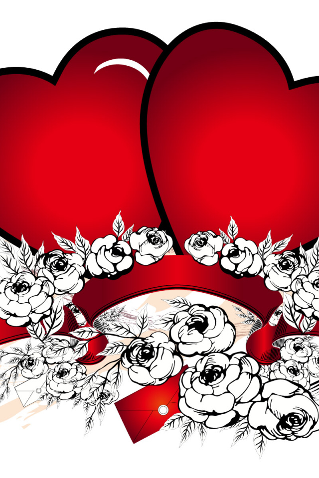 Розы и Красные сердца