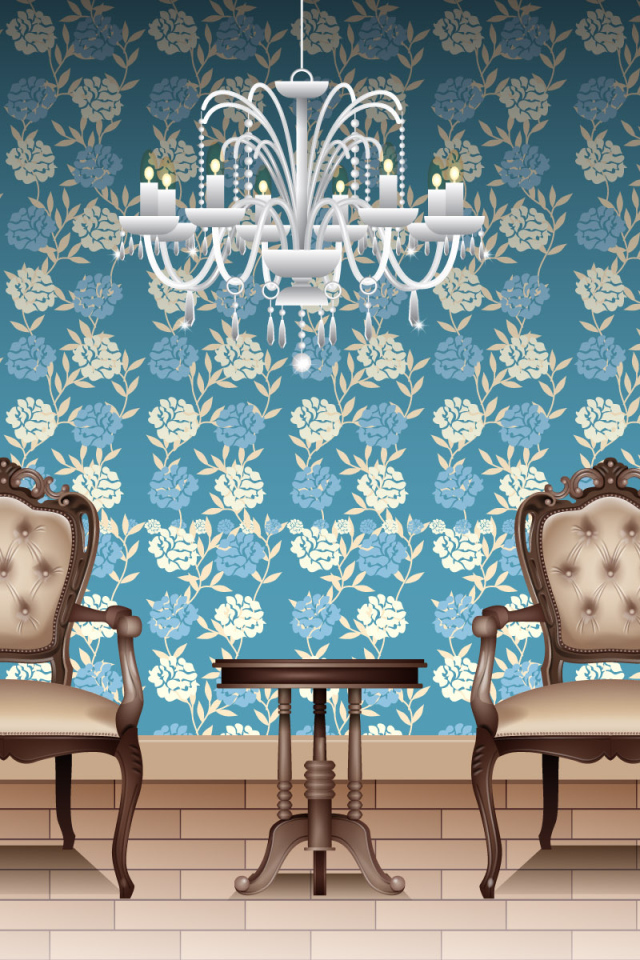 Голубая цветочная комната