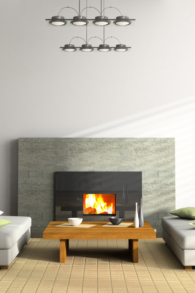 Дизайн комнаты отдыха с камином