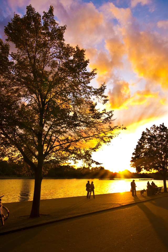 Красивый закат у реки