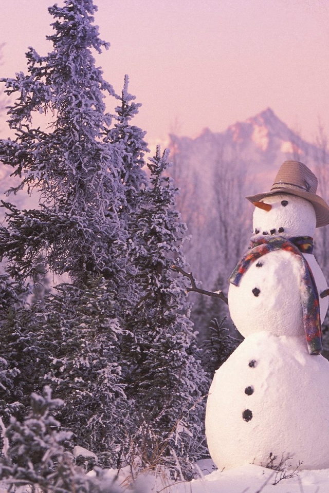 Снеговик в лесу