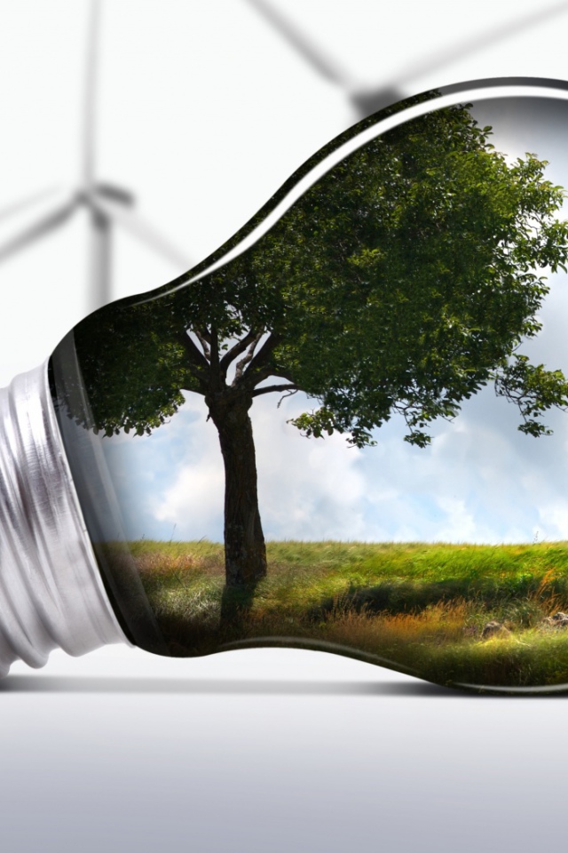 Лампочка природа и ветряки