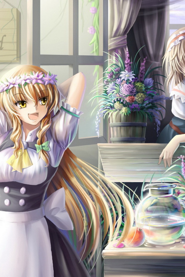 Девчонки в цветочном магазине