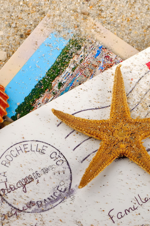 Письмо, ракушка, морская звезда