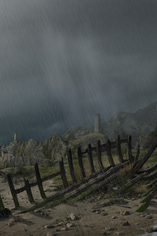 Проливной дождь на берегу