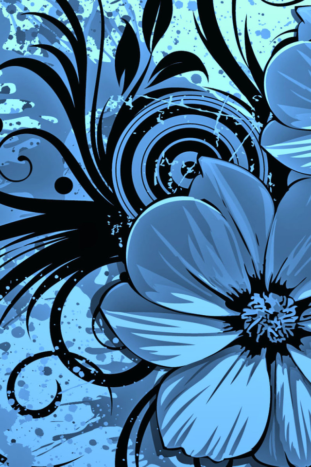 Голубые векторные цветы