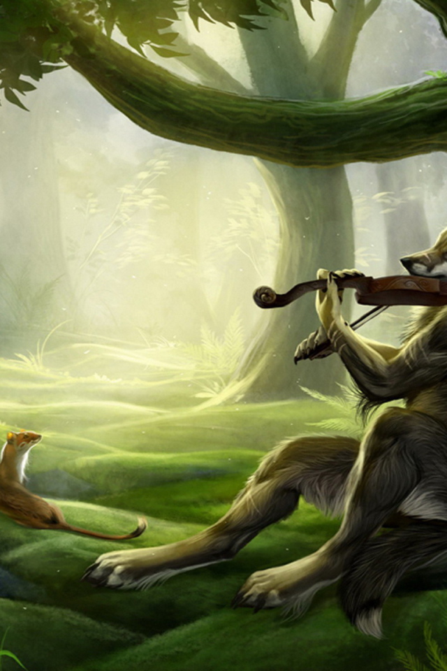 Волчица играющая на скрипке