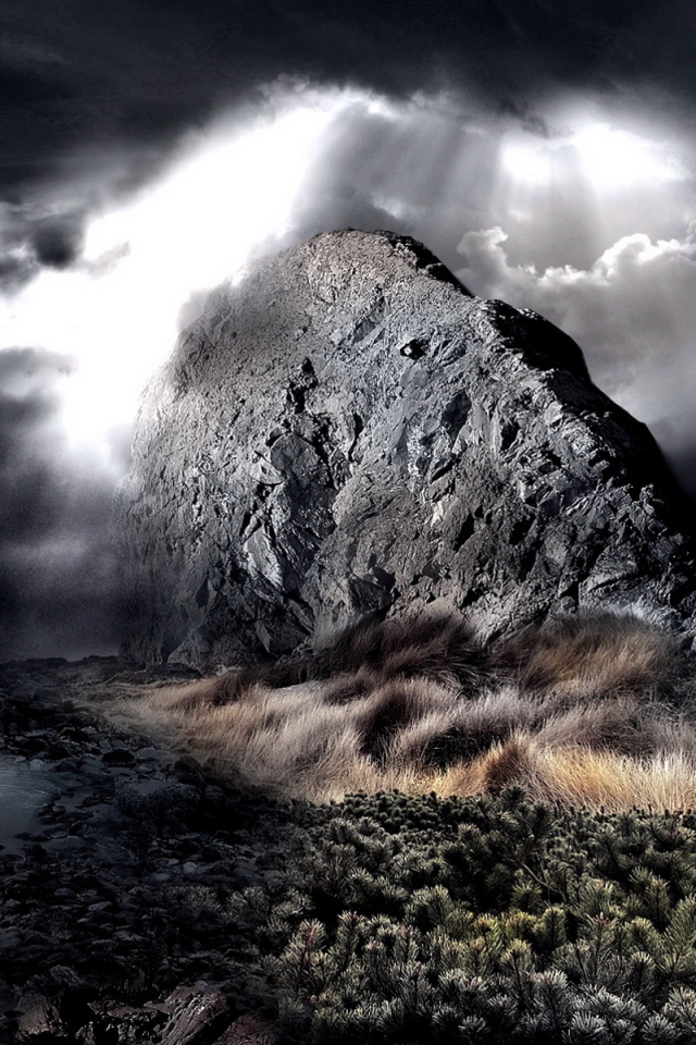 Небо, пустыня, камни