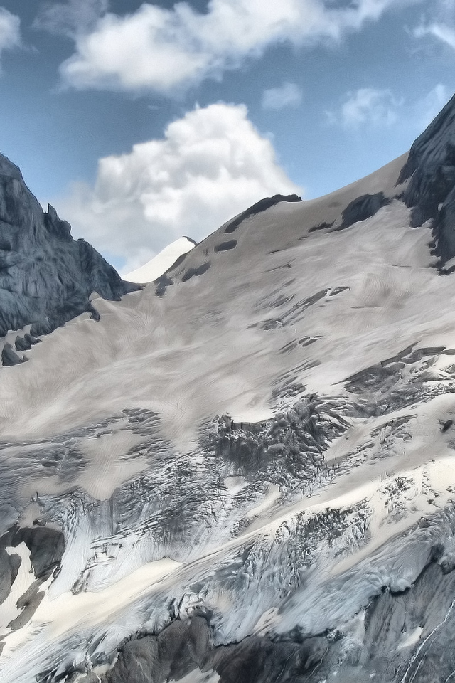 Горы, склон, снег