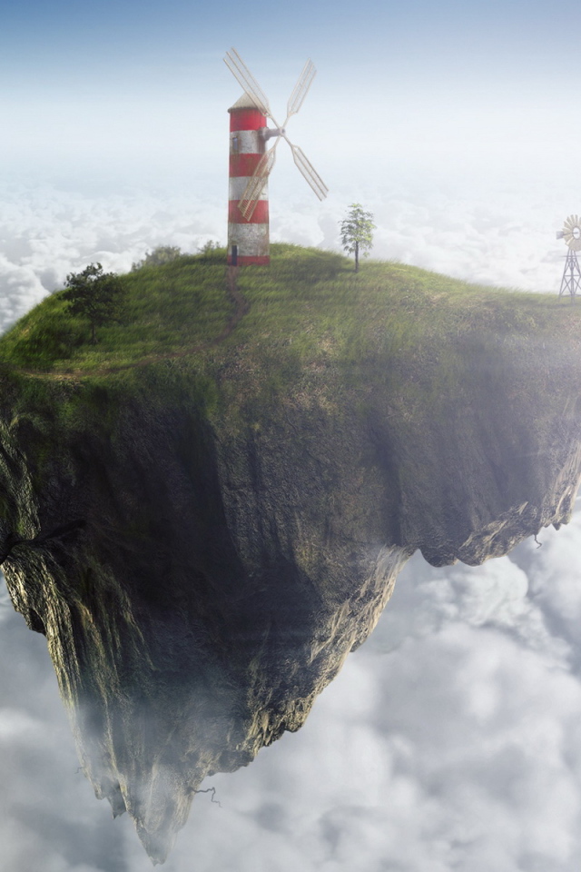 Ветреная мельница на висячем острове